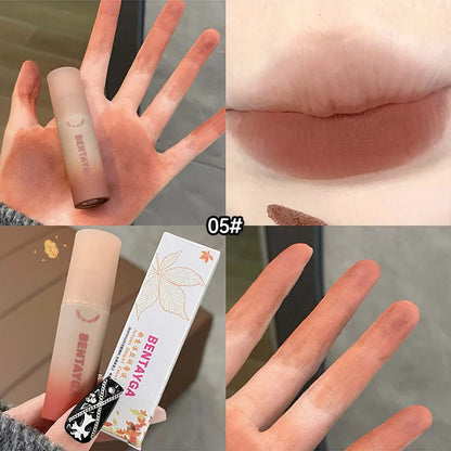 BENTAYGA Autumn Velvet Lip Mud — Matte Finish, Skin-Tone Enhancing Lip Tint, Versatile Nude Makeup, Budget-Friendly for Students