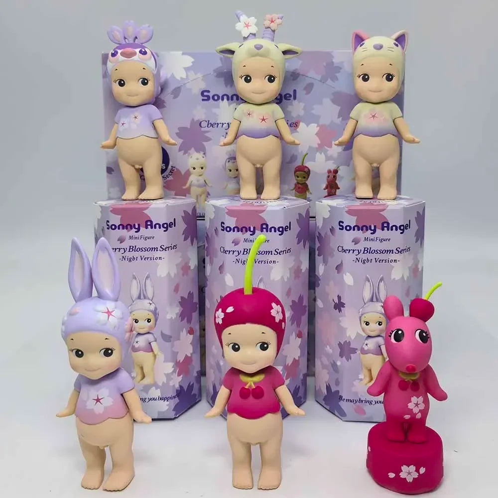Sonny Angel' Purple Cherry Blossom Series Nigbt Minifigure Version Blind Box Decoration Cute Mystery Surprise Giff