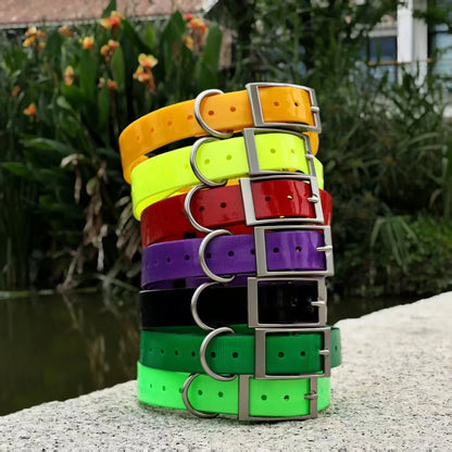 2.5cm Wide Heavy Duty TPU Dog Collar Waterproof Hunting Adjustable Pet Collar 8 Colors For Large Medium Dogs Outdoor Training