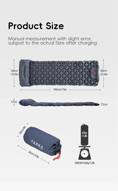 TARKA Inflatable Camping Mats Sleeping Pad Outdoor Tourist Air Cushion With Pillow Self-Inflating Mattress For Hiking Picnic