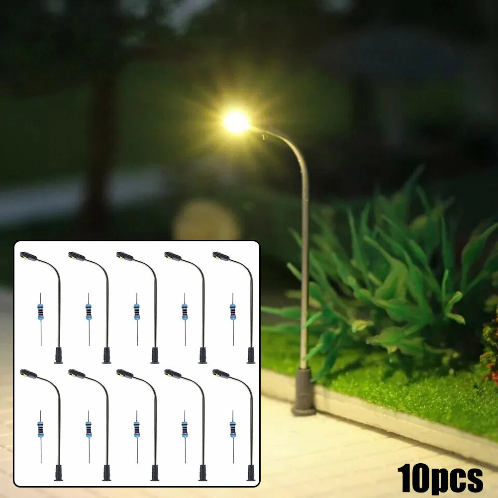 Warm White LED Street Lights Resistors 10pcs/set 42mm For Model Making For Railway & Building Layout Lampposts