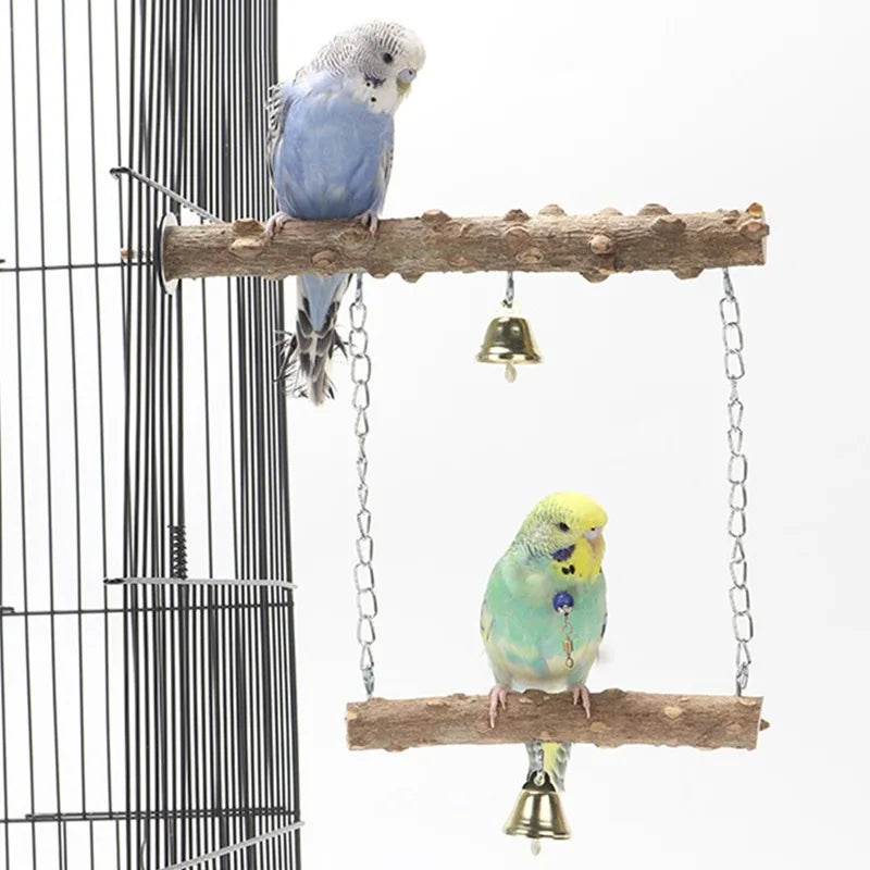 Pepper Wood Parrot Stand Pole Double Layer Toy for Bird Tiger Skin Claw Grinding Beak Grinding Stand Pole Bird Cage Accessories