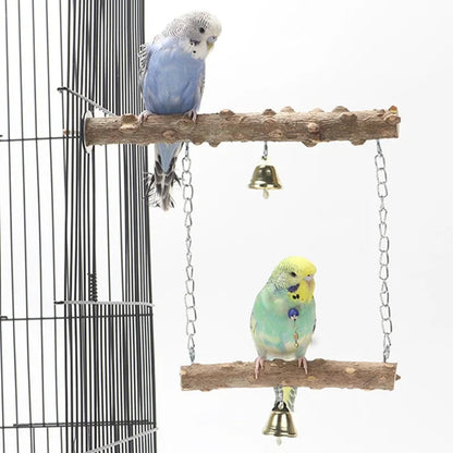 Pepper Wood Parrot Stand Pole Double Layer Toy for Bird Tiger Skin Claw Grinding Beak Grinding Stand Pole Bird Cage Accessories