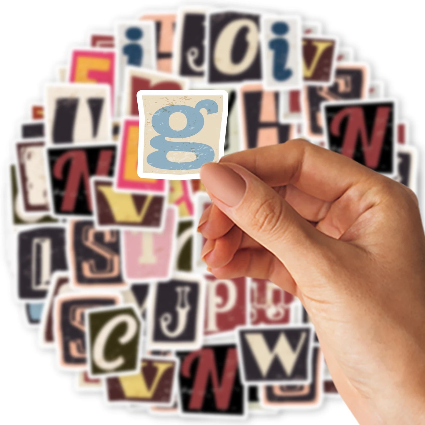 52pcs Vintage Letter Pattern Stickers for Laptops, Phone Cases, Water Bottles, Suitcases, Children's Toys, Back To School Season