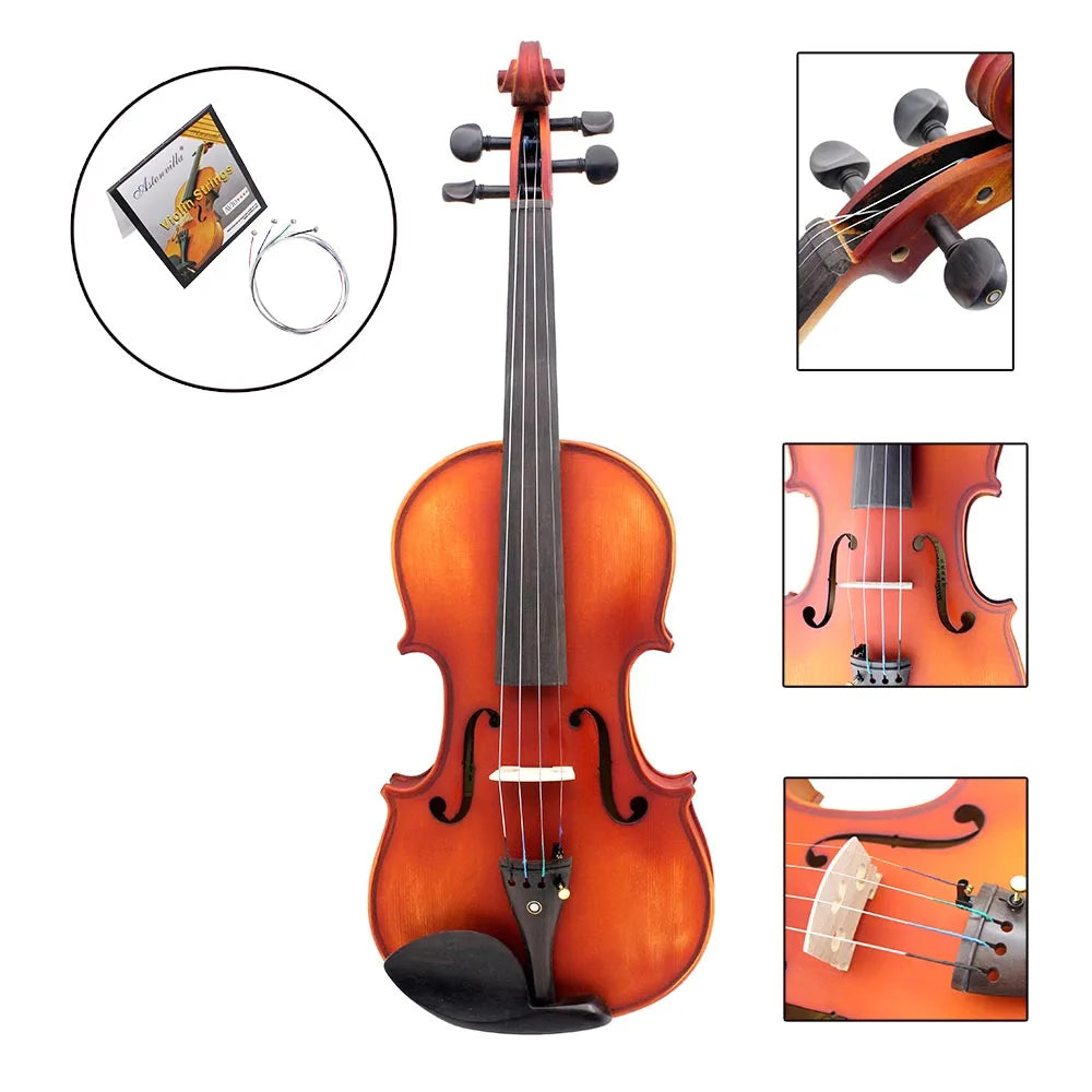 4pcs A Set of Violin Strings E-A-D-G Steel Core Nickel Silver Wound Exquisite Stringed Musical Instrument Parts Accessories