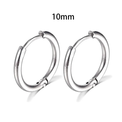 New simple stainless steel small hoop earrings for women and men, perfect for cartilage ear piercing jewelry.