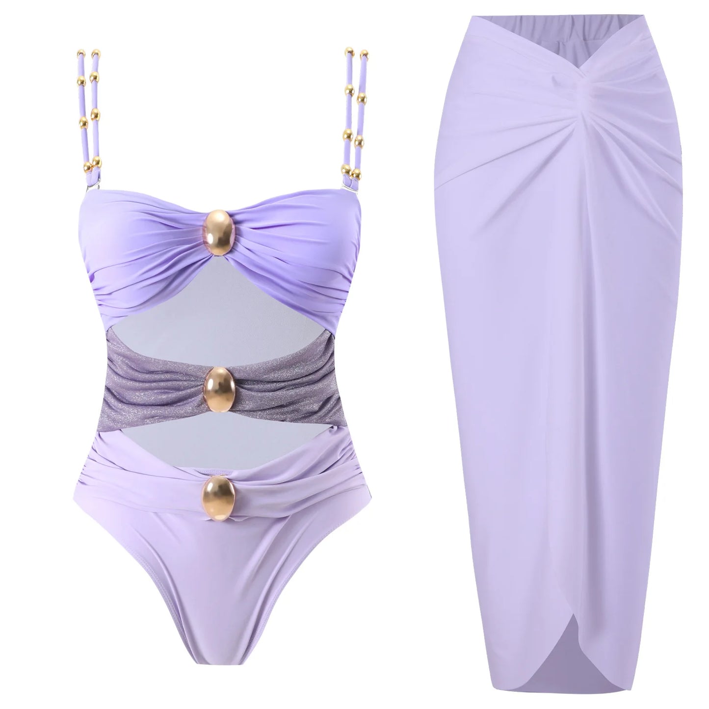 Blue One-Shoulder Ruffled Print Floral Swimsuit Set Cover Up Single Piece Micro Monokini Sexy Swimwear For Girls Summer Beach