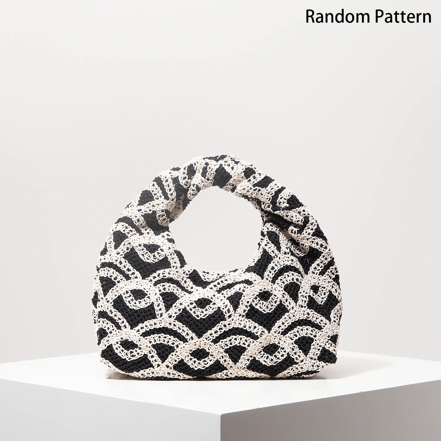 Pattern Hollow Woven Handbag，Bohemia Beach Bags for Women，Crochet Set，Beach Accessories Women，Travel Must Haves（Random Pattern）