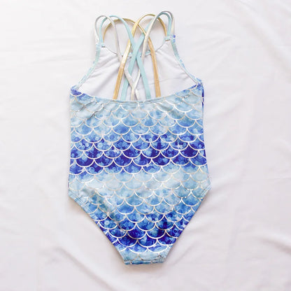 Fishscale Bandage Girls Kids Swimsuit 2026 Shell Shape Embroidery Children Girls One Piece Swimwear Beach Wear Monokini