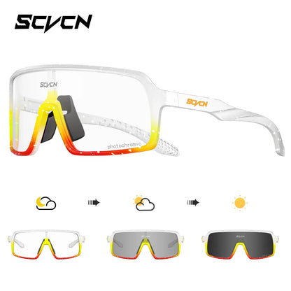 SCVCN Polarized Cycling Sunglasses Men Mtb Sports UV400 Photochormic Glasses Goggles Bicycle Bike Glasses Women Cycling Eyewear