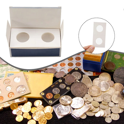 1 Set Coin Storage Stamp Holder Square Cardboard Case Coin Album Collection Coin Holders Flip Clip Coin Capsules Cover Storage