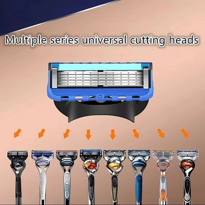 Manual Shaving For Men Replace Head Five Layer Blade Eight Comfortable Shaving Blades The Latest Blue No Skin Damage Uncharged