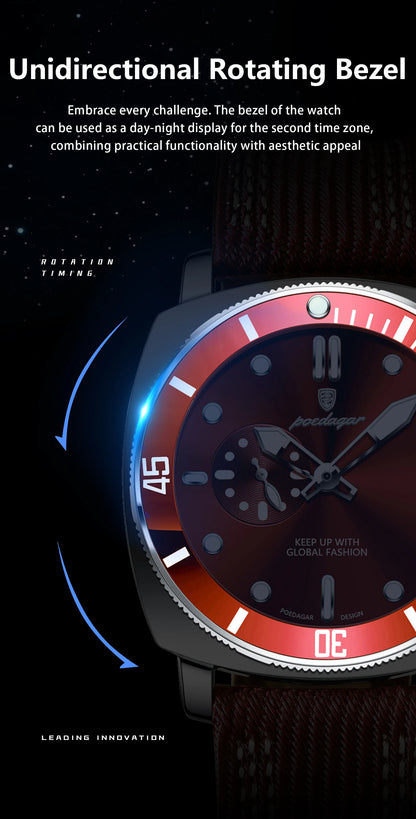 POEDAGAR Luxury Fashion Man Watch Luminous Waterproof Date Sport Watches For Men Nylon Leather Quartz Business Men's Clock Reloj