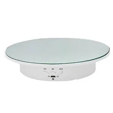 3 Speeds Electric Rotating Display Stand Mirror 360 Degree Turntable Jewelry Holder Battery/USB Power for Photography Shooting