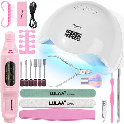 YIKOOLIN 13-in-1 UV LED Lamp Professional Nail Tool Set With UV/LED Nail Lamp 20000RPM Lectric Drill Machine Kit For Beginners