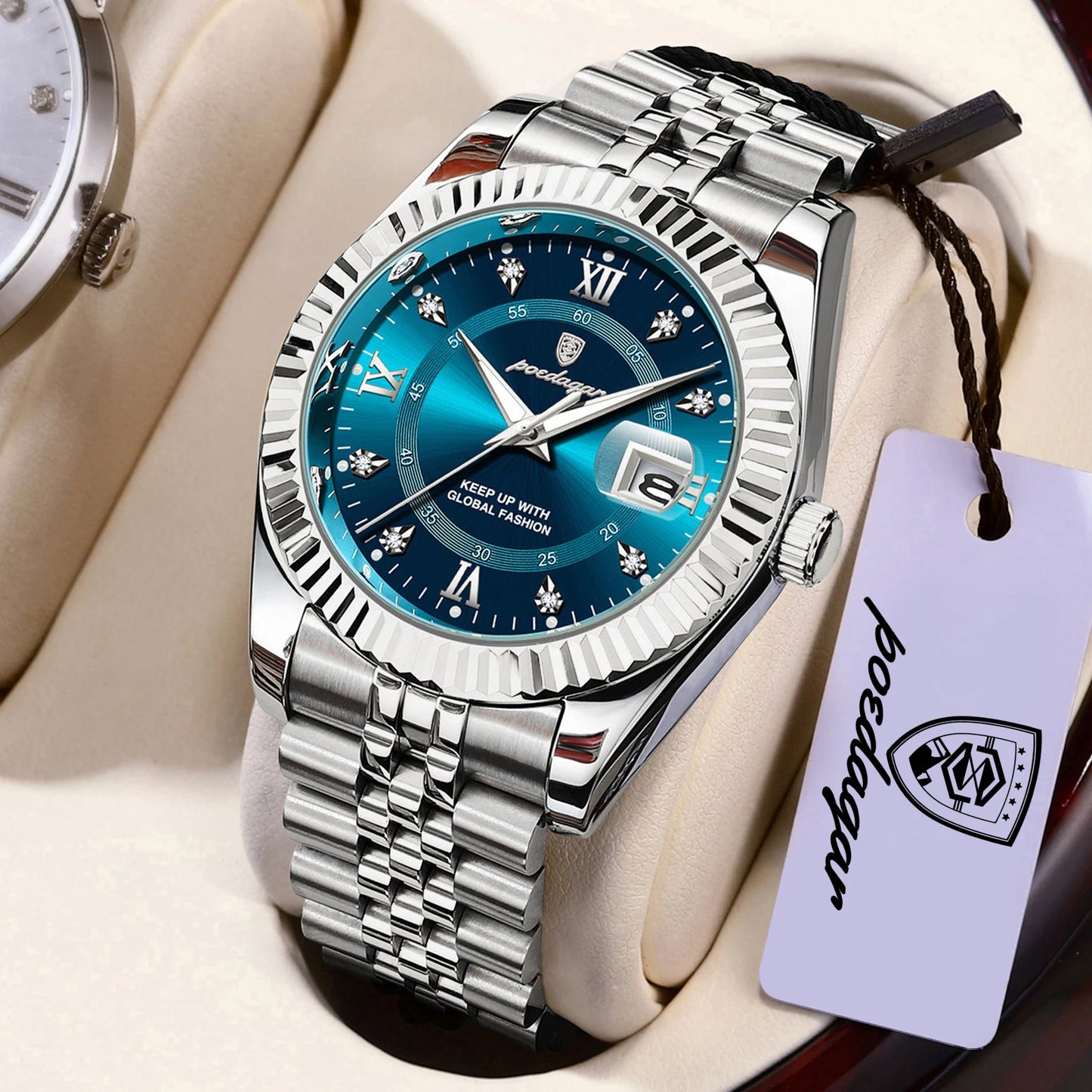 POEDAGAR Original Men Wristwatch Waterproof Luminous Date Business Man Clock Stainless Steel Quartz Military Men's Watches Reloj