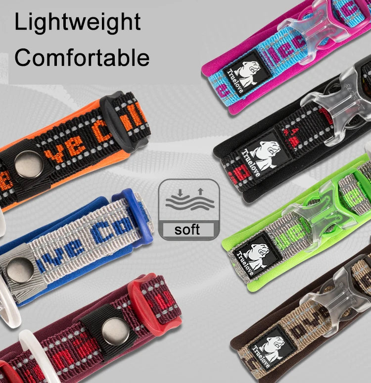 Truelove Pet Collar Nylon Reflective Sturdy Duraflex buckle Small Cat Large Dog Traveling running cross country walking TLC50121