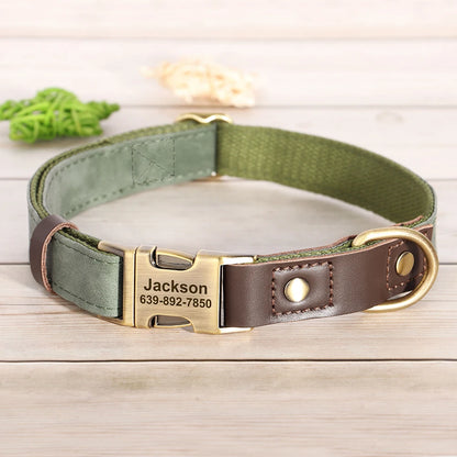 Customized Dog Collar Durable PU Leather Dog Collars Engraved Pet ID Necklace With Metal Buckle for Small Medium Large Dogs Pug