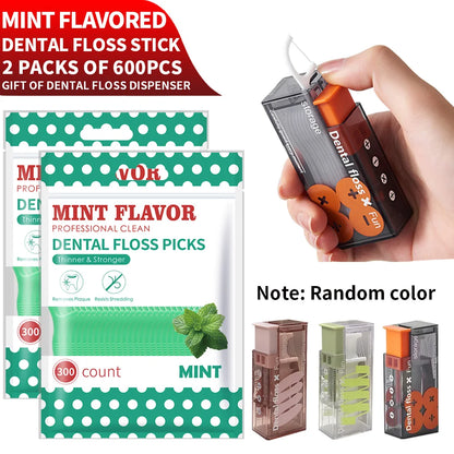 50/150/300/600PCS ultra-fine mint dental floss sticks paired with mini compact dental floss boxes are essential for travel