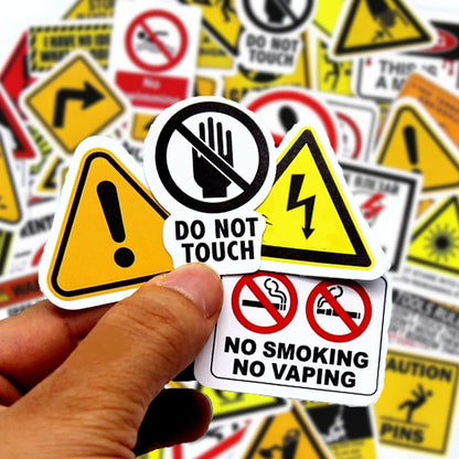 10/50/100PCS Warning Pattern Sign Stickers Pack DIY Skateboard Motorcycle Suitcase Stationery Decals Decor Phone Laptop Toys