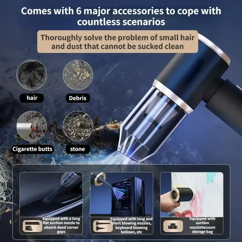 2026 New 4-in-1 Cordless Car Vacuum Cleaner 18000PA Strong Suction & Air Blower Handheld Wireless for Car Home Pet Hair Dust