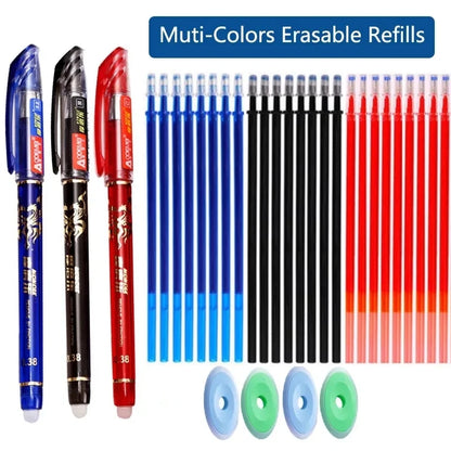 Erasable Gel Pen Set Ballpoint Pens Rod 0.5mm Refills Muti-Colors Ink Washable Handle Stationery School Office Writing Supplies