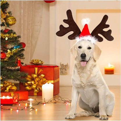 Christmas Decoration Pet Headwear Party Dress Up Antlers Hair Hoops Pet Supplies Christmas Hat Headbands Dog Elk Hair Hoops