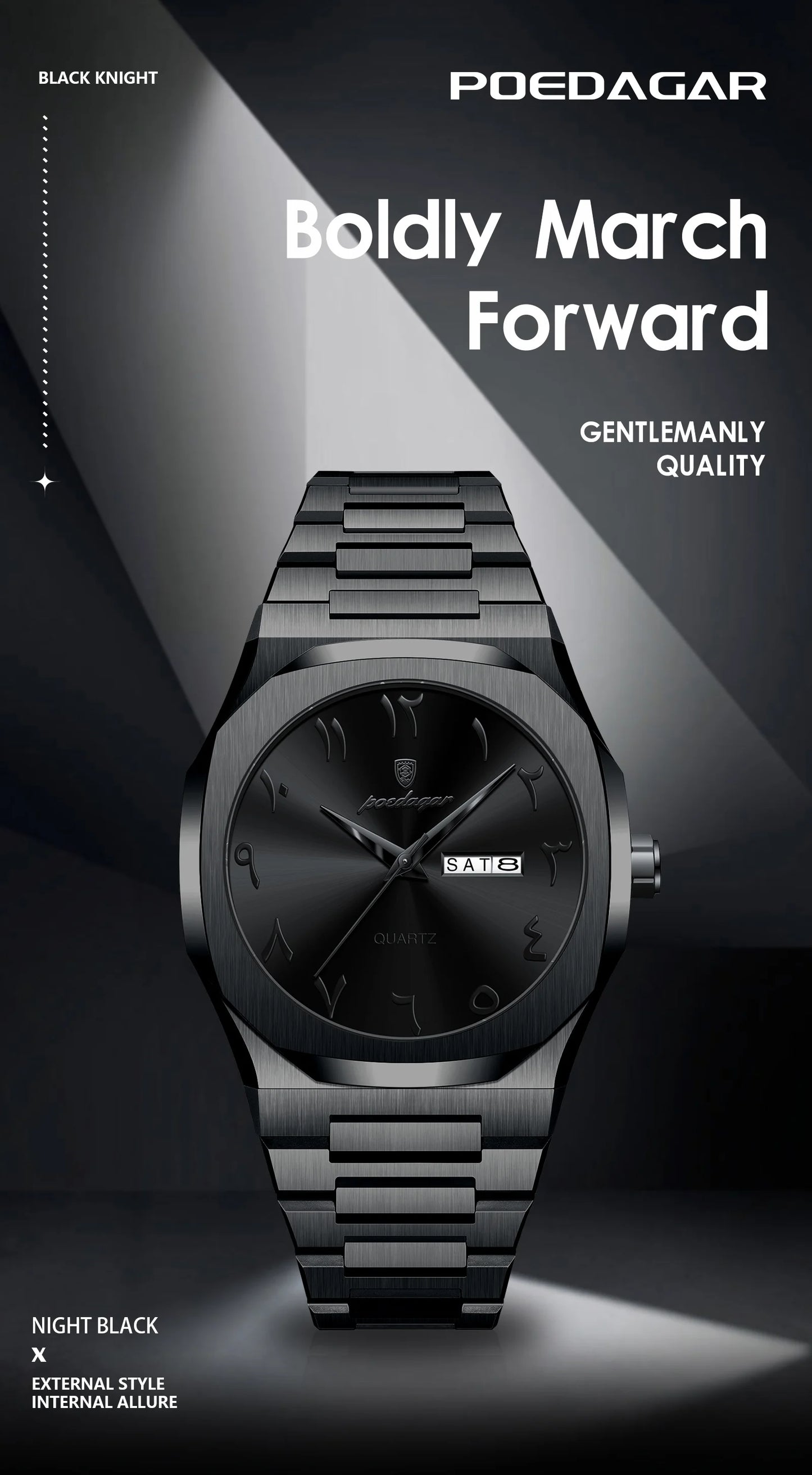 POEDAGAR Original Luxury Men's Watch Waterproof Week Date Fashion Men Wristwatch Quartz Stainless Steel Man Watches Reloj Hombre