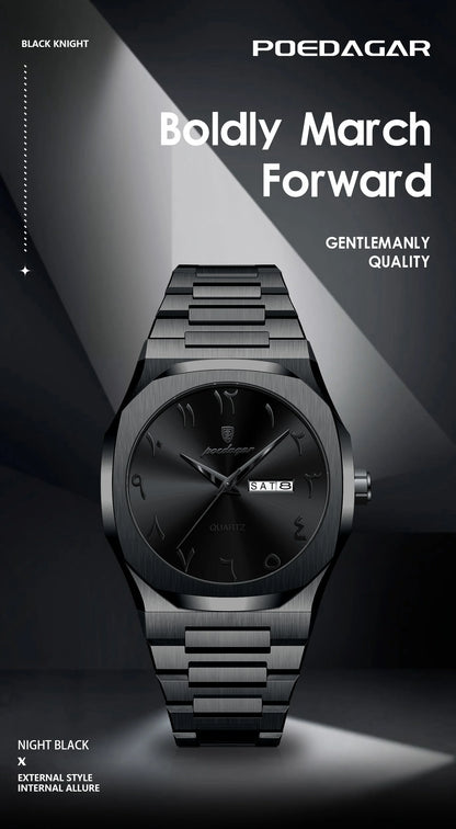 POEDAGAR Original Luxury Men's Watch Waterproof Week Date Fashion Men Wristwatch Quartz Stainless Steel Man Watches Reloj Hombre