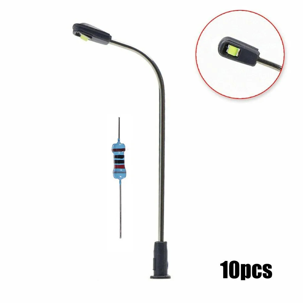 Warm White LED Street Lights Resistors 10pcs/set 42mm For Model Making For Railway & Building Layout Lampposts