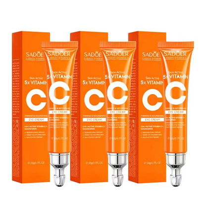 SADOER Vitamin C Eye Cream Anti Dark Circles Eyes Bags Remover Moisturizing Brightening Firming Skin Care Products for Eyes