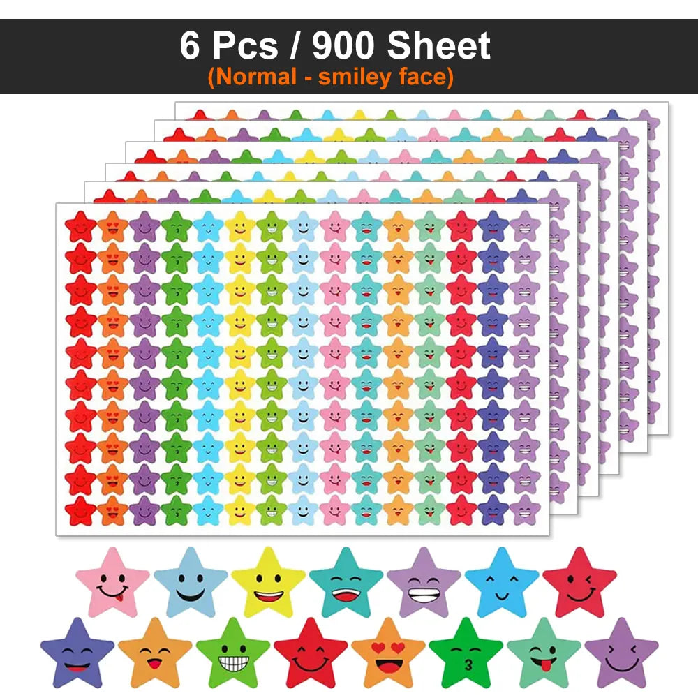 450-3000 Sheet Happy Face Stars Reward Sign Stickers Pack DIY Skateboard Suitcase Stationery Decals Decor Phone Laptop Gift Toys