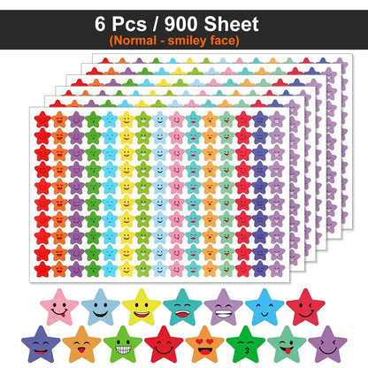 450-3000 Sheet Happy Face Stars Reward Sign Stickers Pack DIY Skateboard Suitcase Stationery Decals Decor Phone Laptop Gift Toys