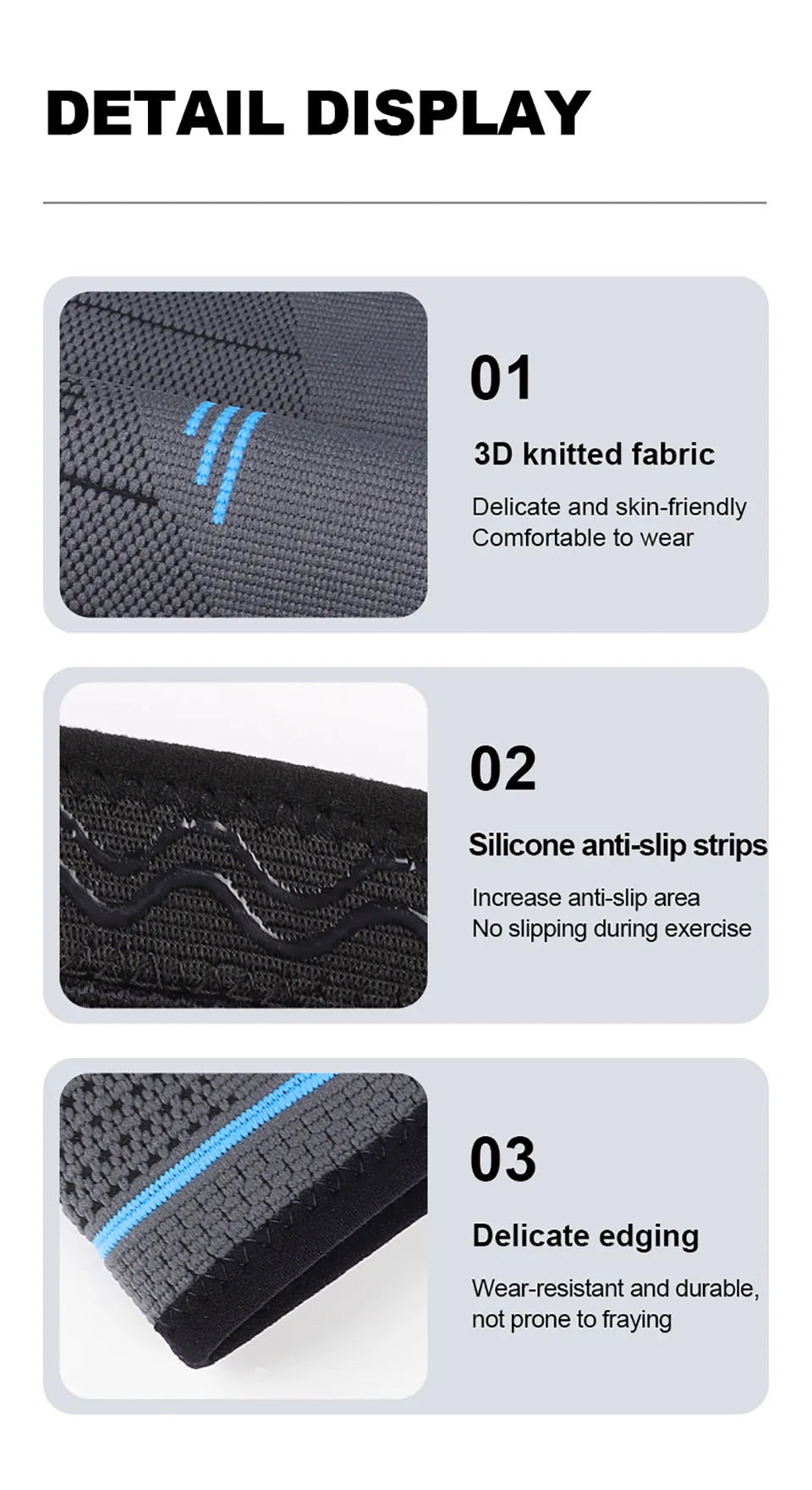 GTUBIKE 1PCS Compression Knee Support Sleeve Elastic Knee Pads Brace Springs Gym Sports Protector Basketball Volleyball Run