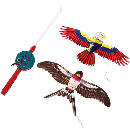 Cartoon Children Kite Mini Plastic Toys Kite + 40cm Hand Brake Fishing Rod Outdoor Fun Sports Toys Kites For Kids Gifts