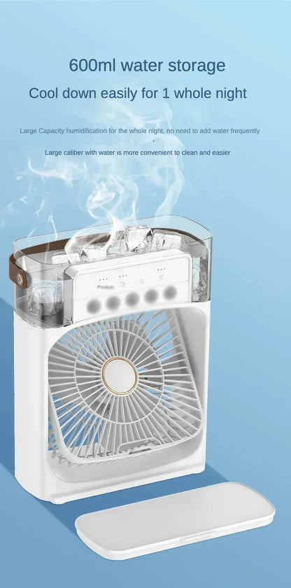 Lenovo 5 Holes Air Conditioner Fan USB Air Cooler Humidifier Water Portable Mist Spray LED Night Light Desktop Cooling Fan 2026