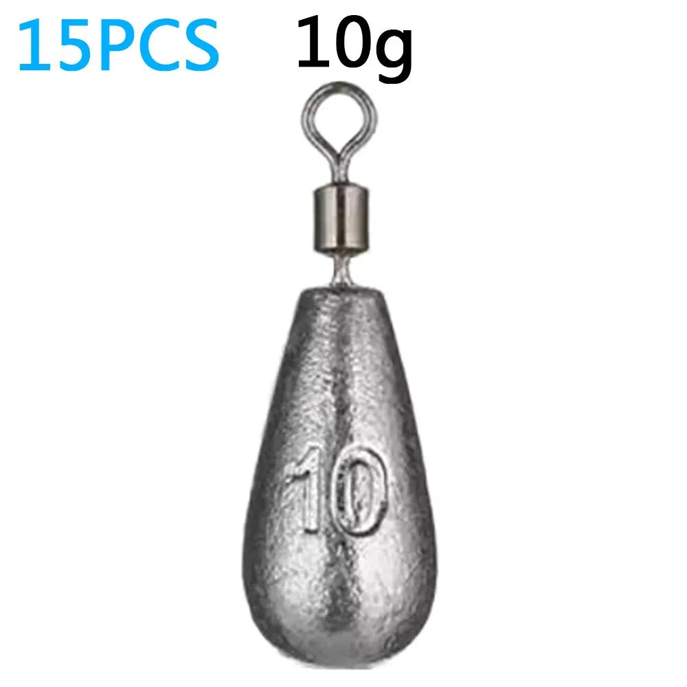Drop Shot 15PCS/Lot Fishing Weight Sinker 3.5g 5g 7g 10g 14g 20g Tube Bullet Plumb Pendant Metal Jig Sea Tackle Kit Pesca Tool