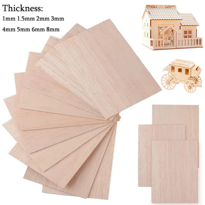 5/10pcs Balsa Wood Sheets Ply 100/200/300mm Long 100mm Wide 1-8mm Thick For Craft DIY Project Wood DIY Craft Accessories
