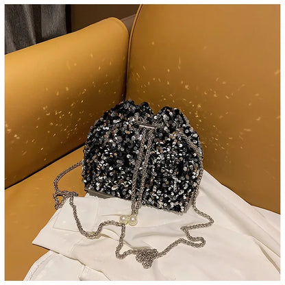 Crossbody Bags Sequin Women's New Korean Bucket Bag Bright Eyes Style Fashion Crossbody Dinner Single Shoulder Bags
