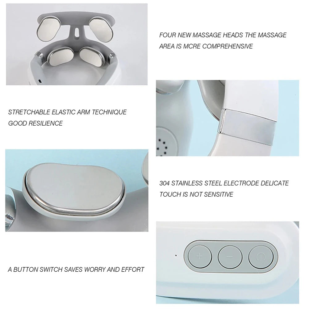 4-head Neck Massager USB Rechargeable Cervical Massager with Heat Electric Neck Massager Relaxation Gifts for Women Men Dad Mom