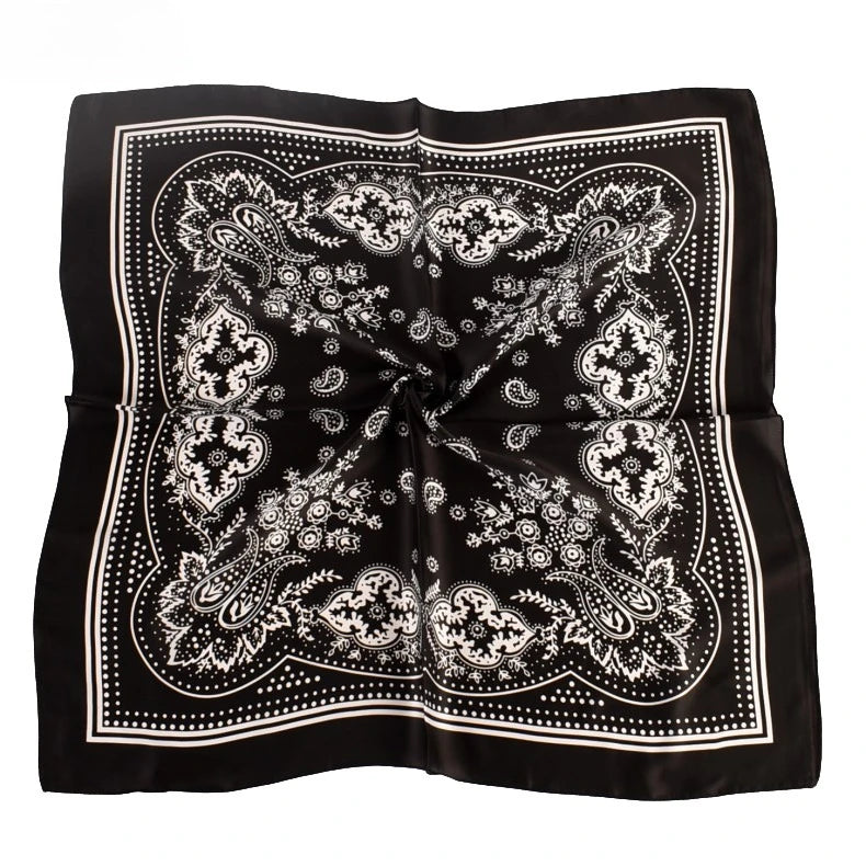 68cm Paisley Small Cashew Flower Scarf for Women Spring and Summer Thin Satin Square Scarf Retro Versatile Headscarf Shawl