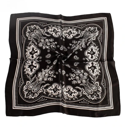 68cm Paisley Small Cashew Flower Scarf for Women Spring and Summer Thin Satin Square Scarf Retro Versatile Headscarf Shawl