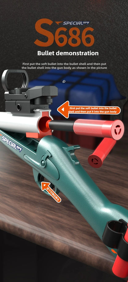 S686 Throwing Shell Toy Gun Soft Bullet Airsoft Launcher Outdoor Sports CS Game Pistola Shooter Fun Toy for Boys Gift