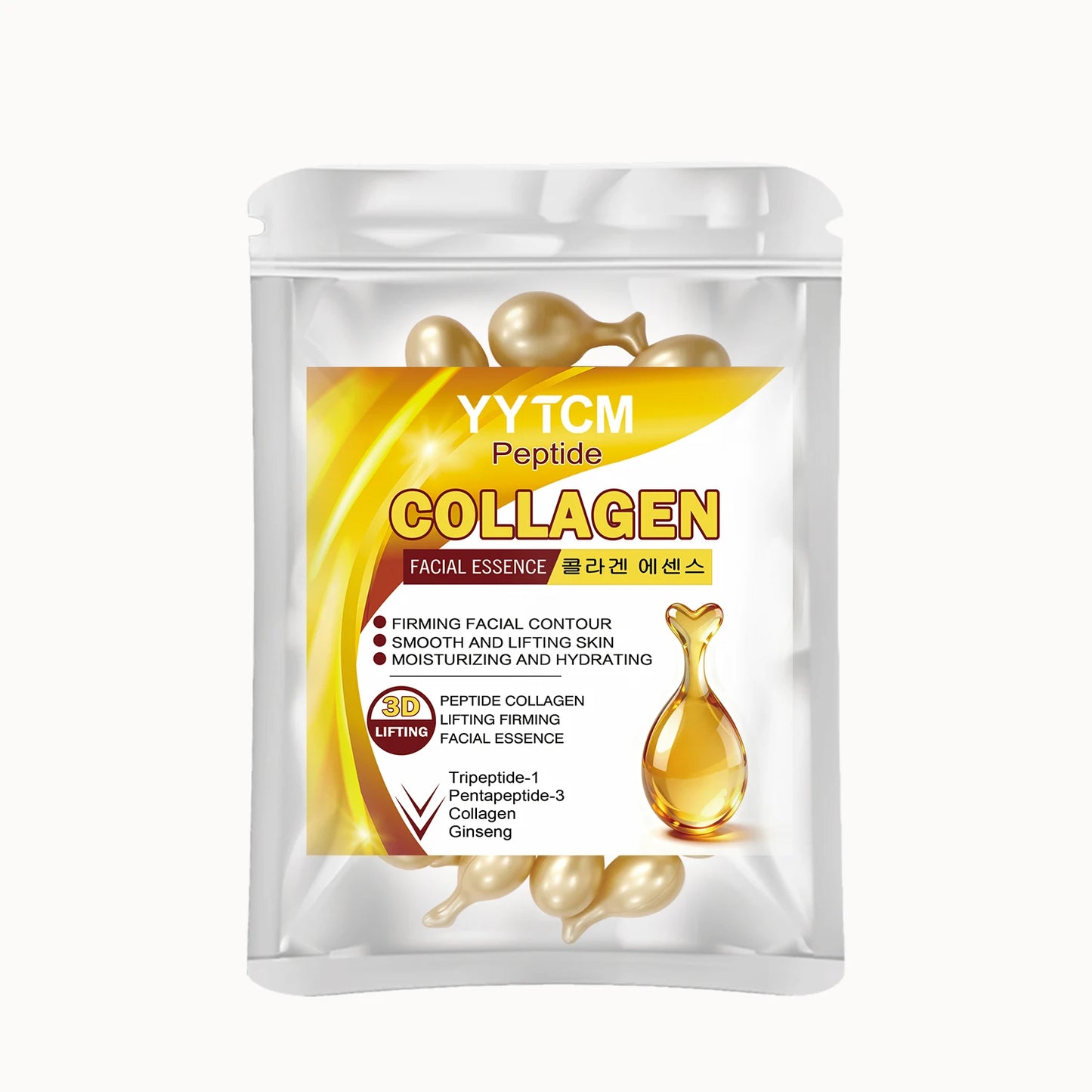 Polypeptide Collagen Essence Capsules, Moisturizing and Firming Essence, Smooths Skin, Contains Squalane, Fullerene, Ginseng Extract, Deep Hydration (0.34Gx30 Capsules)/Bag-1 Bag
