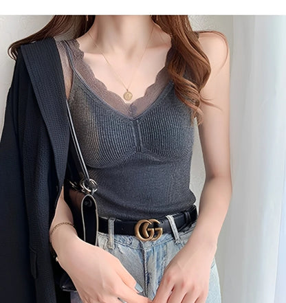 Thermo Thick Slimming Undershirt Thermal Underwear Inner Vest For Women Warm Winter Sexy Lace Sleeveless Tank Tops Padded Bra