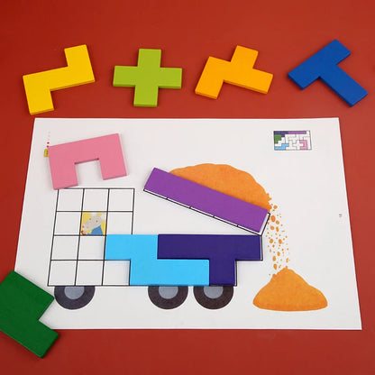 Wooden Geometric Puzzles Challenge Impossible Brain Burning Decompression IQ Mind Brain Teaser Jigsaw Puzzle for Adults Kids