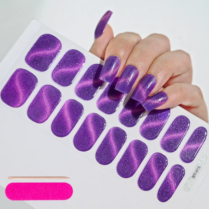 Semi Cured Wraps Fast Gel Nail Sticker Soild Nail Gel Wraps Adhesive Full Cover Gel Nail Decal UV Lamp Cured Manicure Decoration