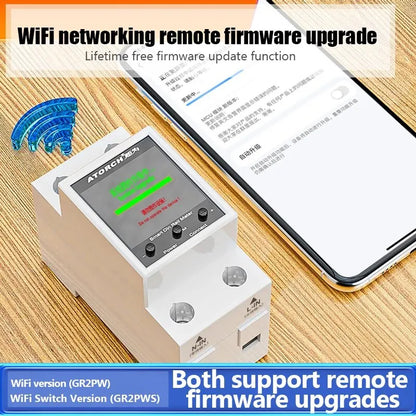 100A Tuya WiFi Din Rail Power Energy Meter AC50-320V Smart Electricity Meter Digital Display Monitor Voltage Curve Ammeter GR2PW