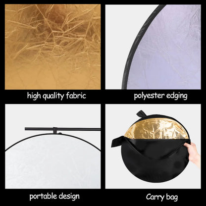 RF01 24" Reflector 5in1 30CM 60CM 80CM 110CM Silver White Gold Portable Collapsible Soft Light Round Photography for Studio 2in1