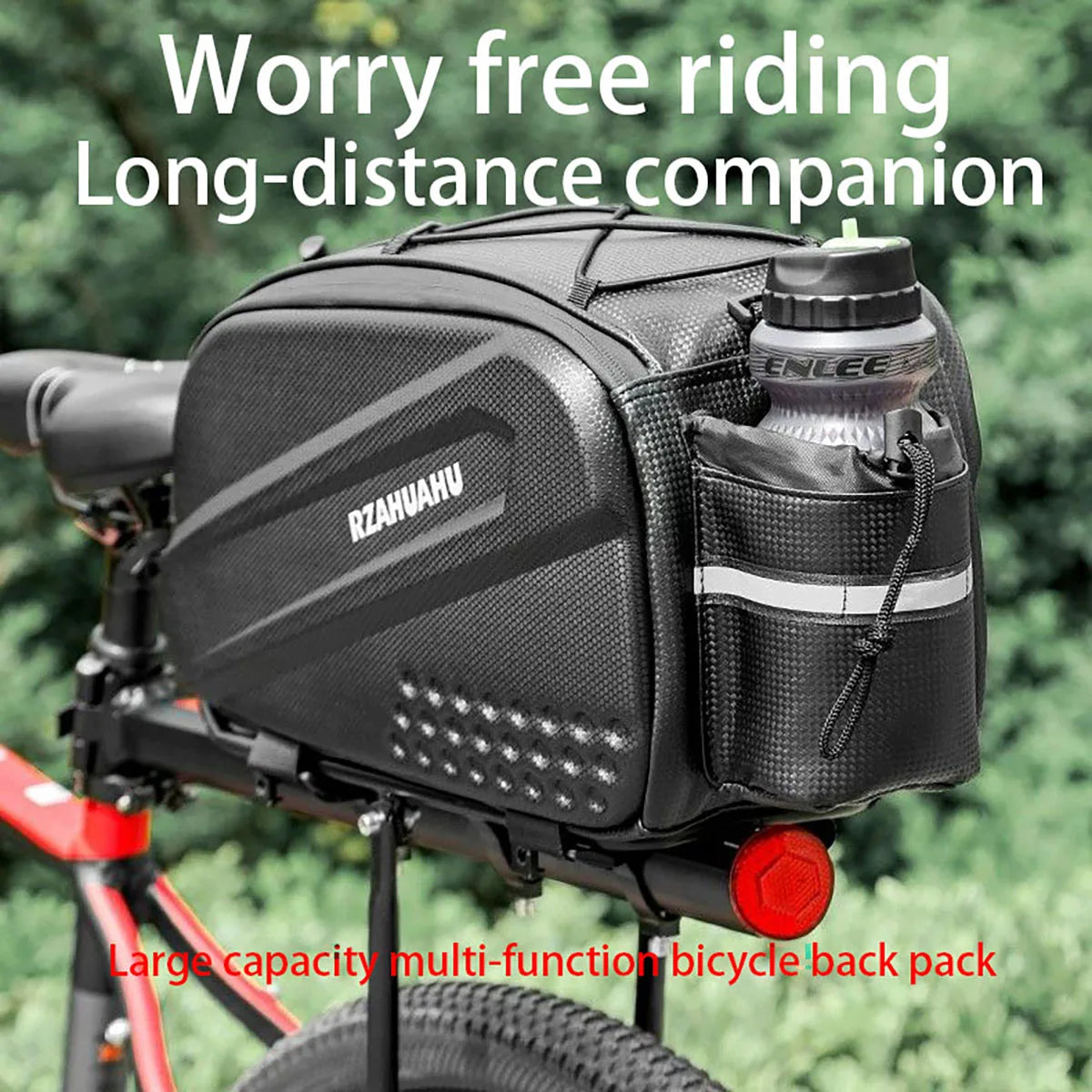 Large-capacity hard-shell rear camel bag for bicycles, waterproof rear seat shelf bag for cycling